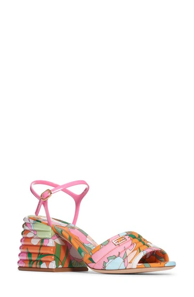 Shop Fendi Promenade Block Heel Sandal In Floral