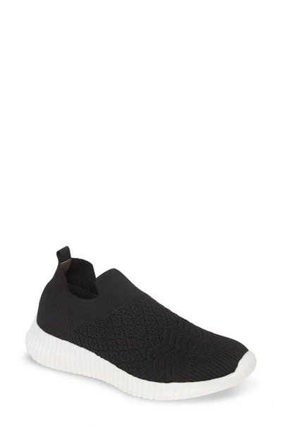 Shop David Tate Tiptop Knit Sneaker In Black Stretch Fabric