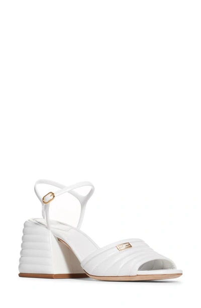 Shop Fendi Promenade Ankle Strap Block Heel Sandal In White