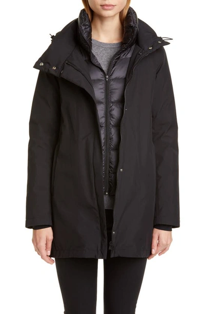 Shop Herno Gore-tex® Coat With Removable Down Bib In Black