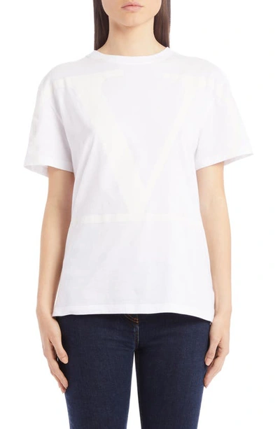 Shop Valentino Tonal Logo T-shirt In Bianco