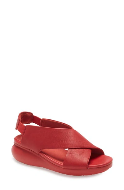 Shop Camper Balloon Slingback Wedge Sandal In New Red Leather