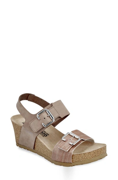 Shop Mephisto Lissandra Platform Wedge Sandal In Light Taupe Leather