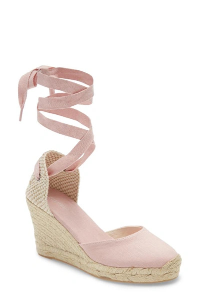 Shop Soludos Wedge Lace-up Espadrille Sandal In Soft Pink