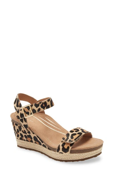 Shop Aetrex Sydney Espadrille Wedge Sandal In Leopard Print Calf Hair
