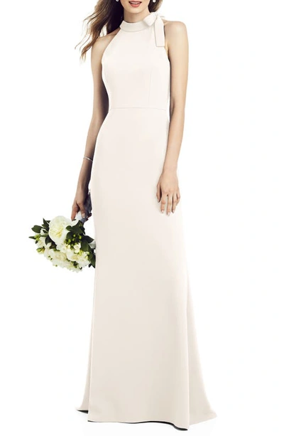 Shop After Six Bow Neck Crepe Gown In Ivory