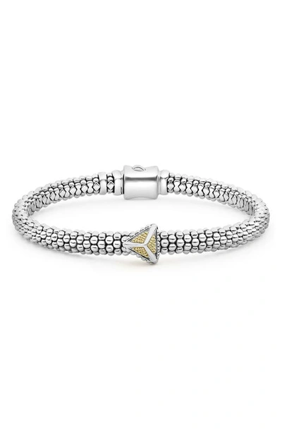 Shop Lagos Ksl Pyramid Station Rope Bracelet In Silver