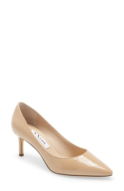 Shop Nina 60 Pointed Toe Pump In Latte Faux Leather