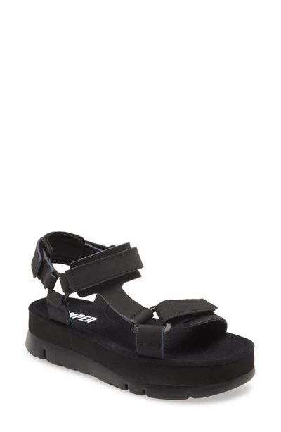 Shop Camper Oruga Up Platform Sport Sandal In Black Leather