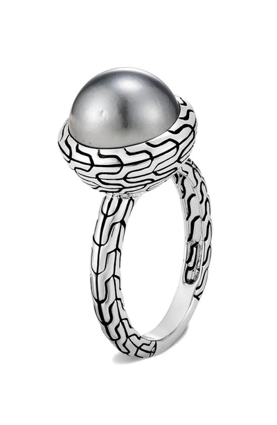 Shop John Hardy Classic Chain Tahitian Pearl Ring In Pearl/ Silver