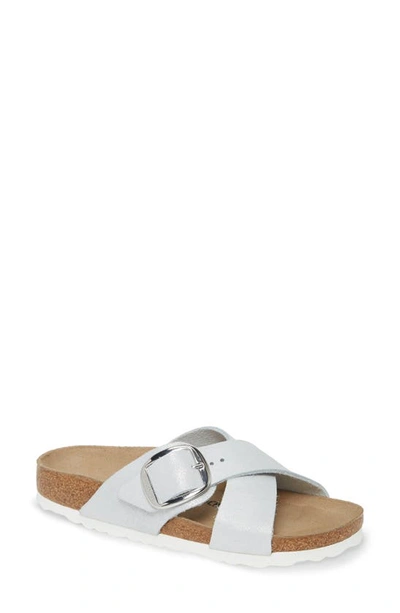 Shop Birkenstock Siena Big Buckle Slide Sandal In Washed Metallic Leather