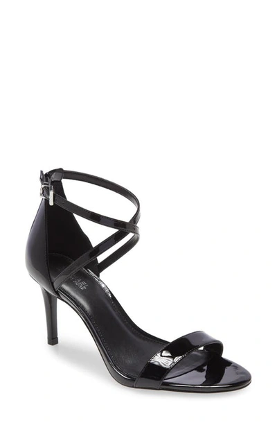 Shop Michael Michael Kors Ava Strappy Sandal In Black Patent Leather
