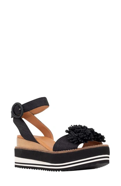 Shop Andre Assous Carlee Platform Wedge Sandal In Black Leather