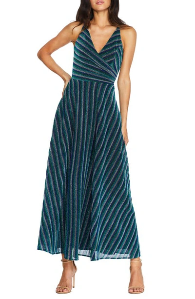 Shop Dress The Population Lena Gltter Stripe Gown In Electric Blue Multi