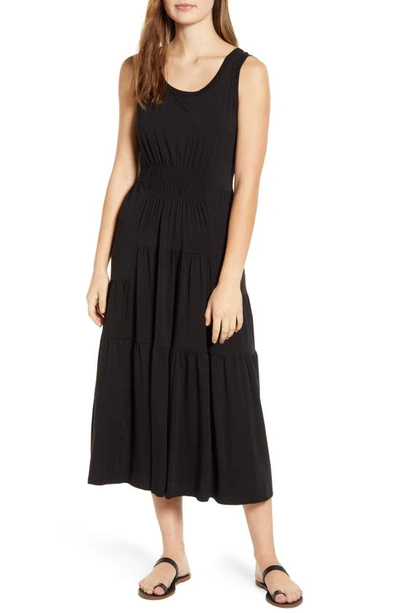 Shop Beachlunchlounge Kamala Tiered Ruffle Jersey Midi Dress In Black