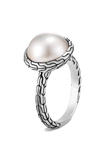 Shop John Hardy Classic Chain Tahitian Pearl Ring In Pearl/ Silver