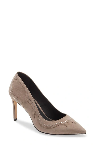 Shop Allsaints Zehra Studded Pump In Taupe Suede