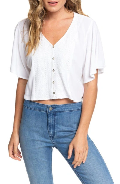 Shop Roxy Hanging Moon Lace Crop Top In Snow White