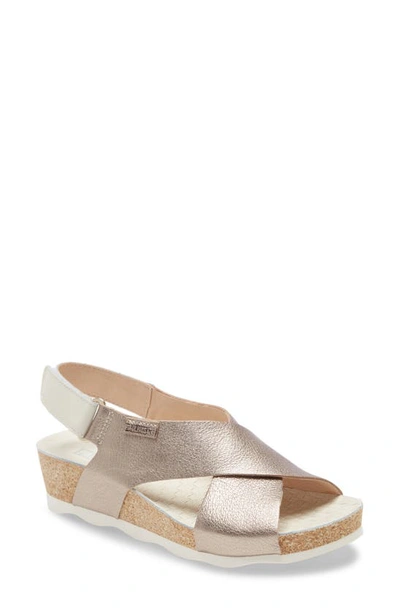 Shop Pikolinos Mahon Platform Sandal In Stone Leather