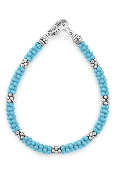 Shop Lagos Blue Caviar Ceramic Rope Bracelet In Silver/ Turquoise
