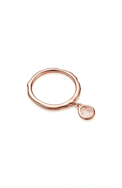 Shop Monica Vinader Siren Charm Ring In Rose Gold/ Rose Quartz