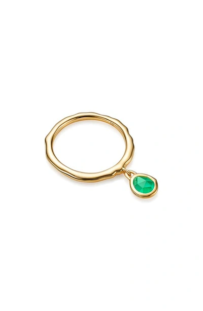 Shop Monica Vinader Siren Charm Ring In Yellow Gold/ Green Onyx