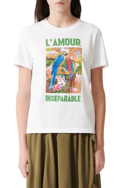 L'amour Inseparable Cotton-jersey T-shirt In Ecru