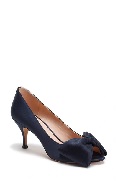 Shop Kate Spade Crawford Peep Toe Pump In Blazer Blue Fabric