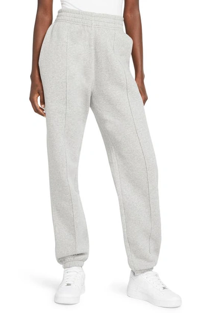 Shop Nike Sportswear Essential Fleece Pants In Dark Grey Heather/ White