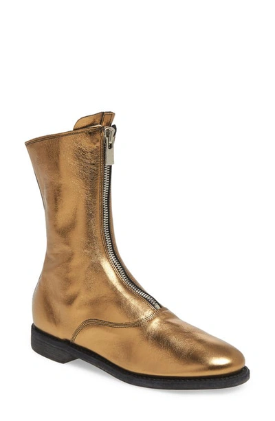 Shop Guidi Front Zip Army Boot In Gold