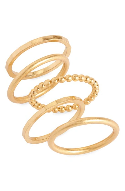 Shop Madewell Simple Stacking Ring Set In Vintage Gold