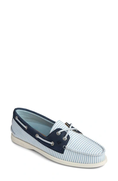Shop Sperry 'authentic Original' Boat Shoe In Blue Stripe Fabric