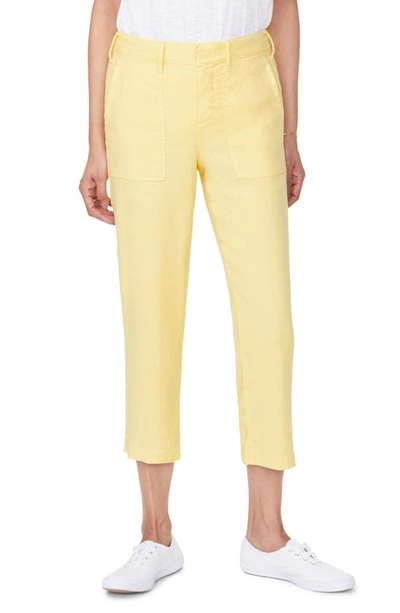 Shop Nydj Utility Crop Linen Blend Pants In Sunshine