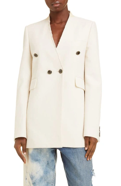 Shop Givenchy Collarless Double Breasted Jacket In Ecru