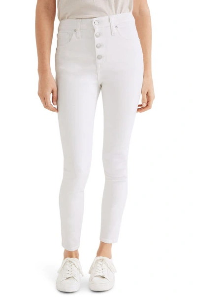 Shop Madewell 10-inch High Waist Crop Skinny Jeans In Pure White