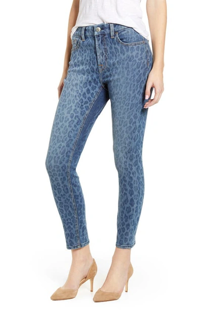 Shop Jen7 By 7 For All Mankind High Waist Ankle Skinny Jeans In Indigo Leopard
