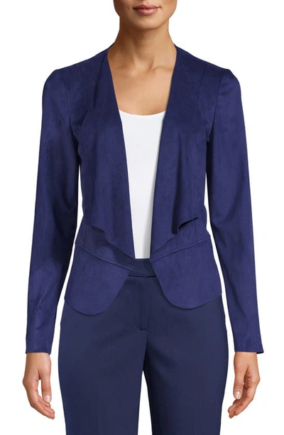 Shop Anne Klein Drape Front Faux Suede Jacket In Distant Mountain