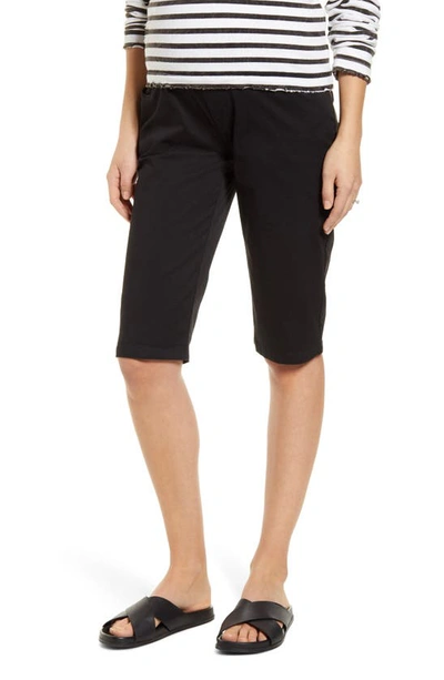 Shop Angel Maternity Knee Length Maternity Shorts In Black