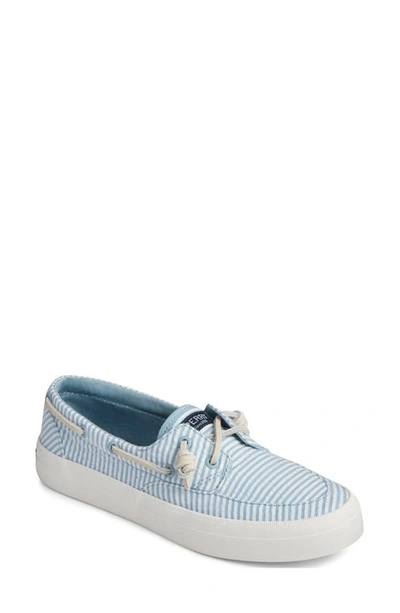Shop Sperry Crest Boat Sneaker In Blue/ White Fabric