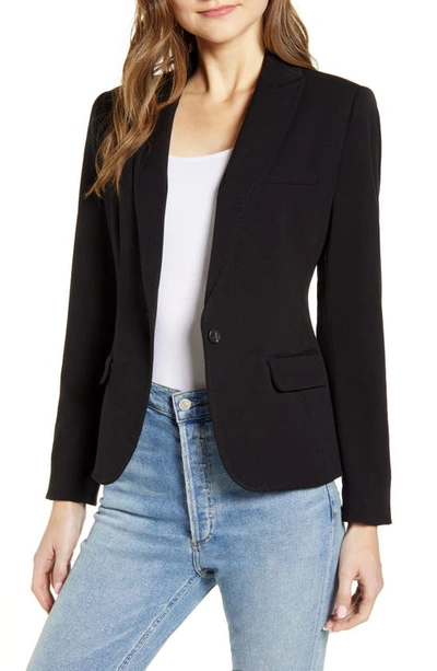 Shop Vince Camuto Nina Classic Notched Collar Blazer In Rich Black