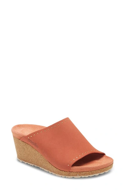 Shop Birkenstock Namica Wedge Slide Sandal In Earth Red Nubuck Leather