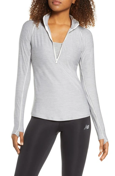 Shop New Balance Transform Half Zip Pullover In Athletic Grey