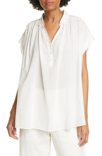 Shop Nili Lotan Normandy Gathered Yoke Blouse In Ivory