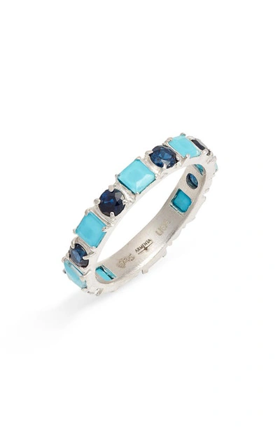 Shop Armenta New World Turquoise & Sapphire Ring In Silver