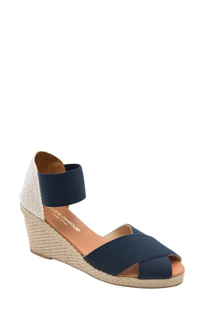 Shop Andre Assous Erika Espadrille Wedge In Navy Fabric