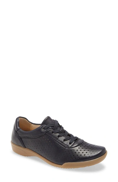 Shop Ara Alexis Lace-up Flat In Navy Leather