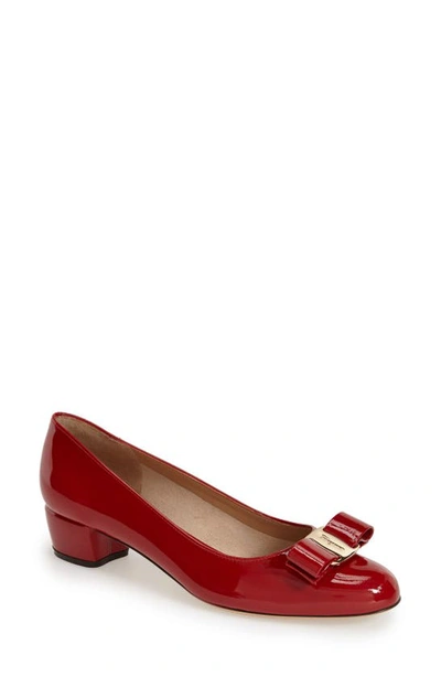 Shop Ferragamo Vara Pump In Rosso Patent