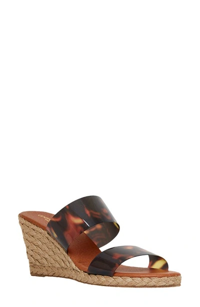 Shop Andre Assous Anfisa Espadrille Wedge In Brown Tortoise Fabric