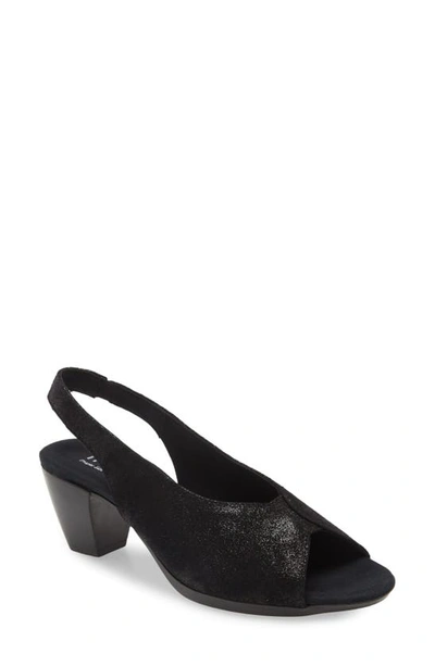 Shop Munro Rochelle Slingback Sandal In Black Metallic Leather