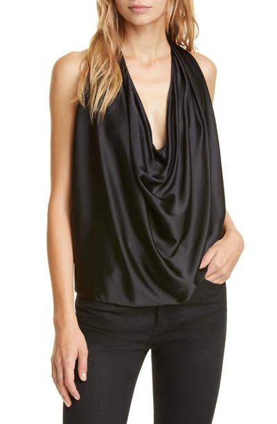 Shop Ramy Brook Convertible Stretch Silk Charmeuse Top In Black